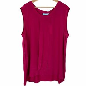 New BLUE ILLUSION Women's X Large 'Lipstick' Top Tunic Tank Fuchsia Pleats
